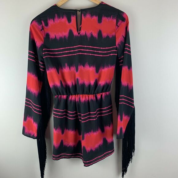 Material Girl Romper Shorties Outfit Pink Black Fringe Small Xs Extra Small. - Picture 3 of 9